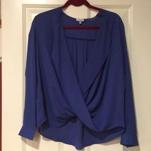 Blue long sleeve dressy top